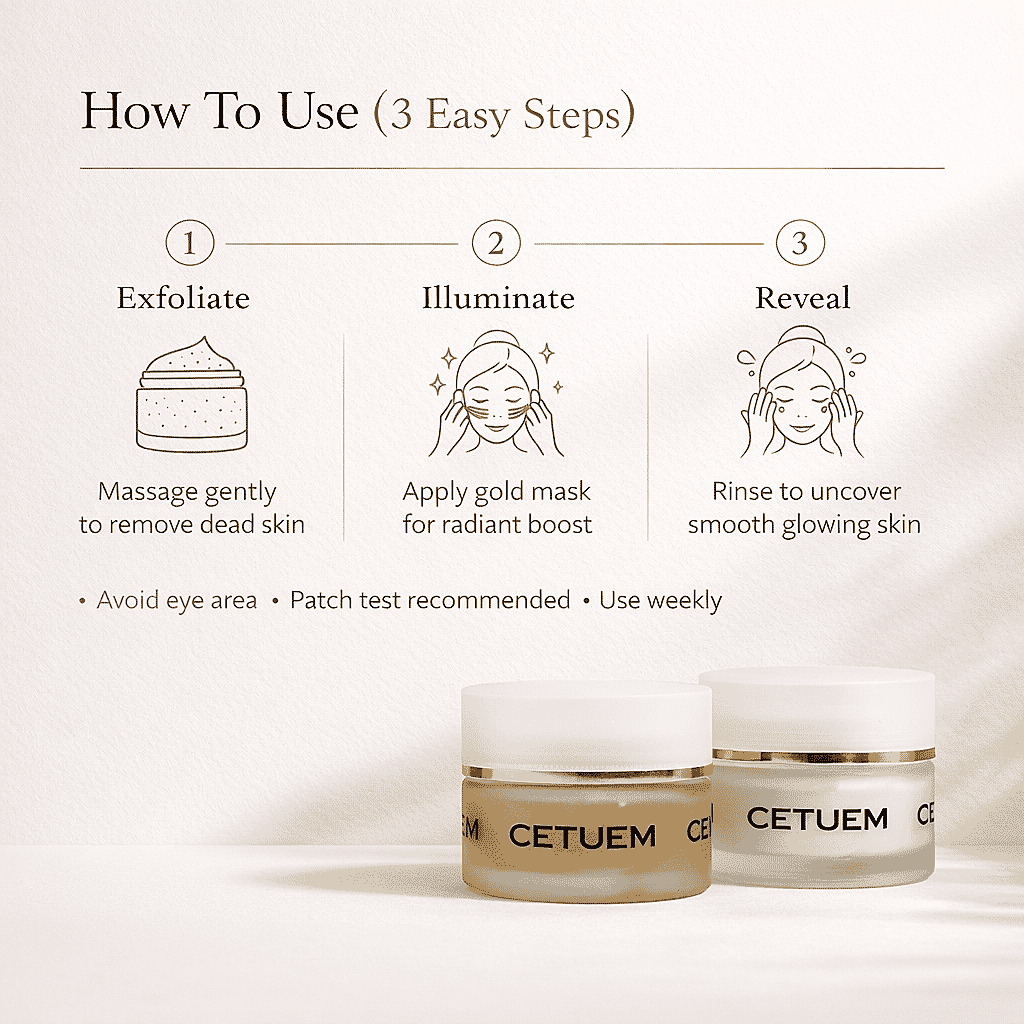 Cetuem Glow Duo - SCR Gold Illuminating Mask and Exfoliating Mask (50ml each)