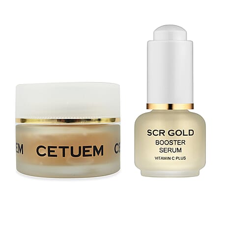 Cetuem Radiance Duo - Exfoliating Mask 50ml and SCR Gold Booster Serum With Vitamin C Plus 15ml