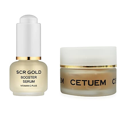 Cetuem Radiance Duo - Exfoliating Mask 50ml and SCR Gold Booster Serum With Vitamin C Plus 15ml Cetuem Radiance Duo - Exfoliating Mask 50ml and SCR Gold Booster Serum With Vitamin C Plus 15ml