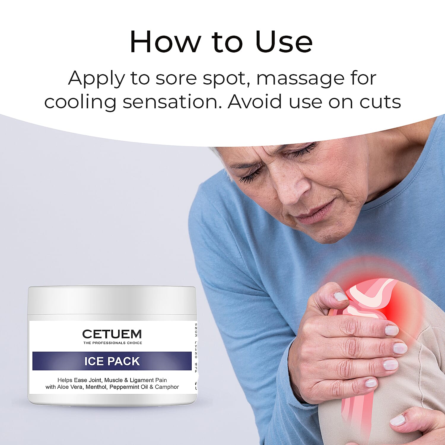 Cetuem Relief Duo - Ice Pack for Pain Relief Muscle aches and Joint Discomfort caused by Minor Backaches, Tendinitis, and Overuse of Muscles