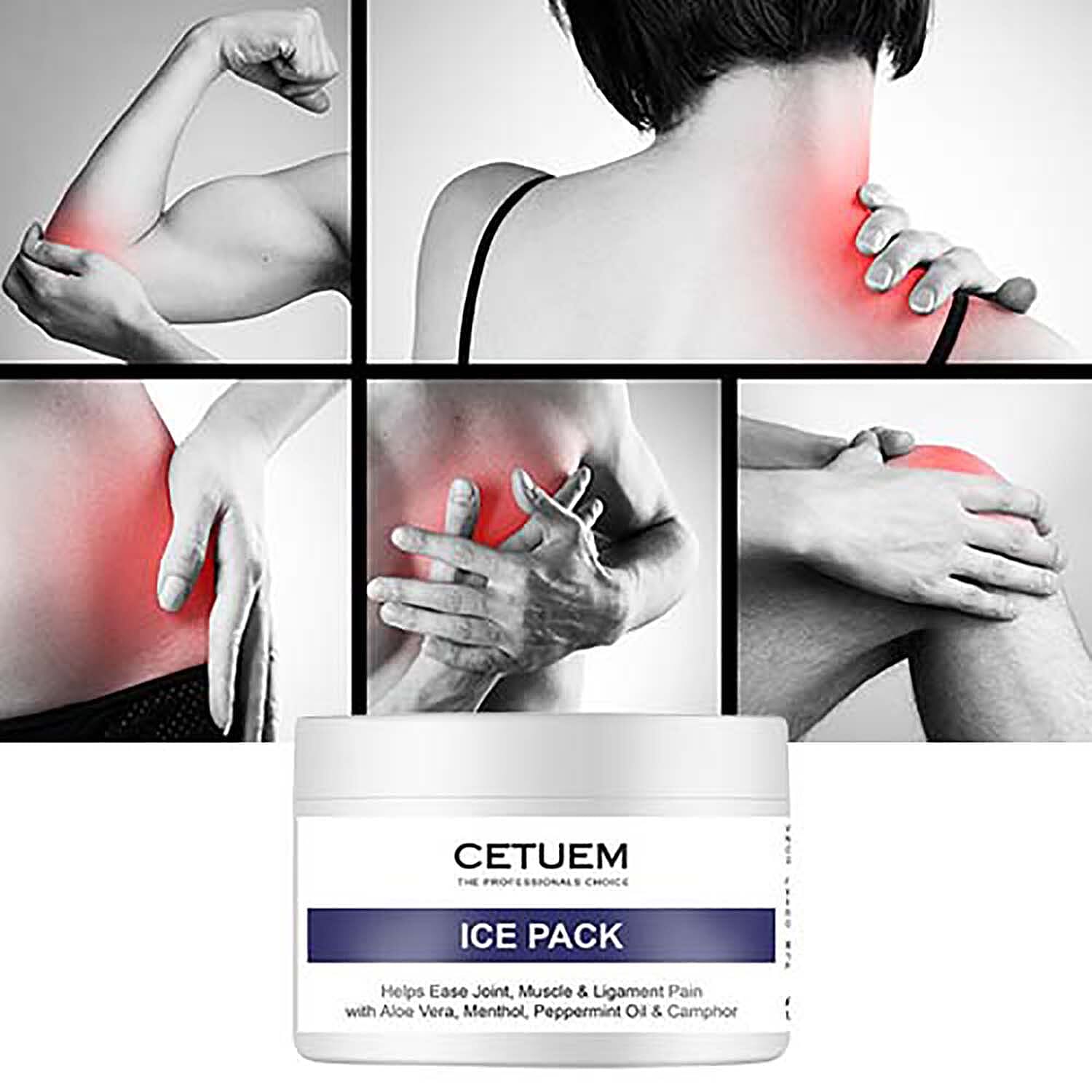 Cetuem Relief Duo - Ice Pack for Pain Relief Muscle aches and Joint Discomfort caused by Minor Backaches, Tendinitis, and Overuse of Muscles