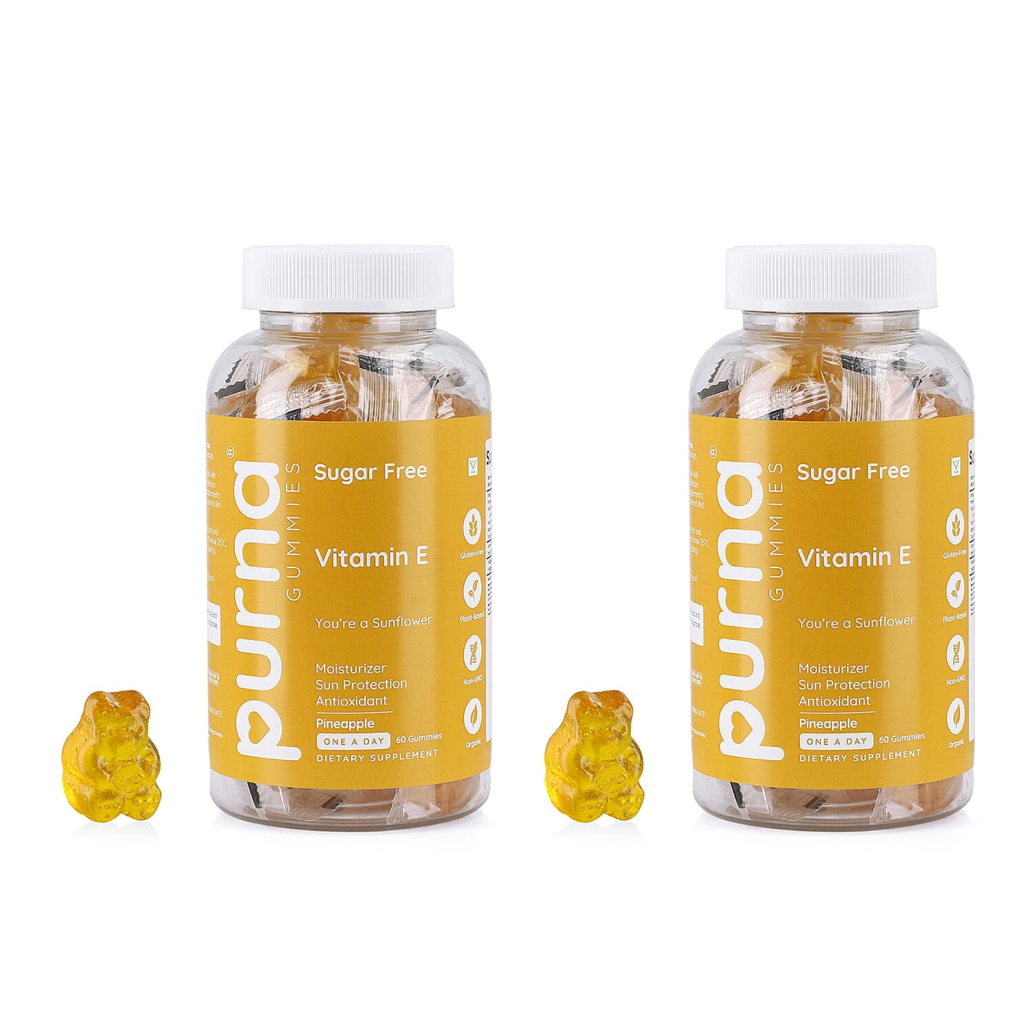 Pack of 2 - PURNA Sugar Free Pineapple - 60 Gummies (2 Month Supply)