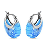 Set of 2 - Blue Colour Murano Style Basket Earrings in Stainless Steel