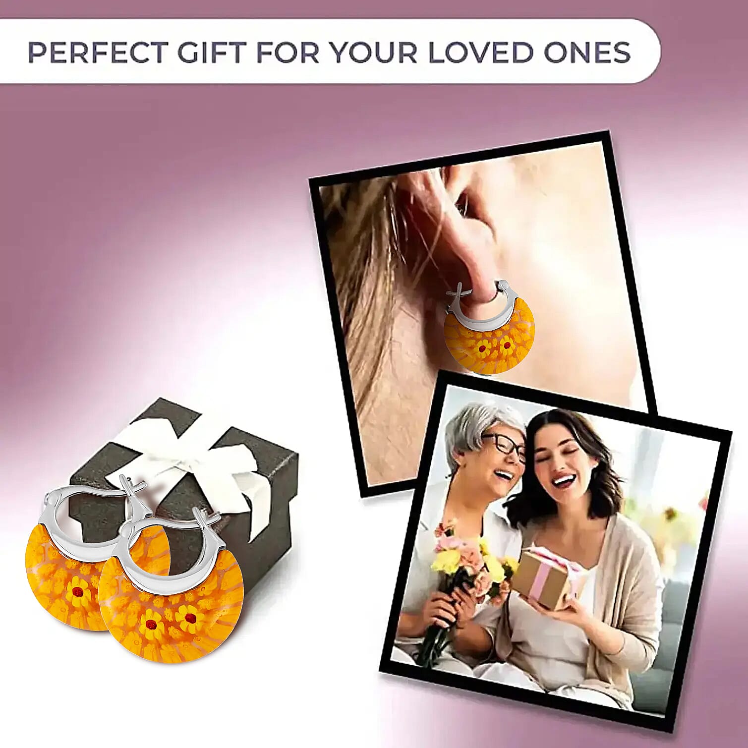 Set of 2 - Red and Yellow Colour Murano Style Basket Earrings in Stainless Steel