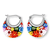 Set of 3 - Multi Colour Murano Style Basket Earrings in Stainless Steel
