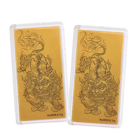 Set of 2 - 24K Yellow Gold Pixiu Pattern Foils