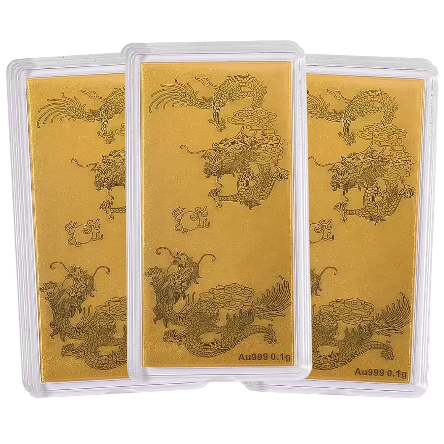 Set of 3 - 24K Yellow Gold Dragon Pattern Foils