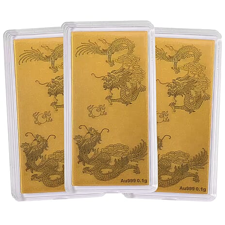 Set of 3 - 24K Yellow Gold Dragon Pattern Foils