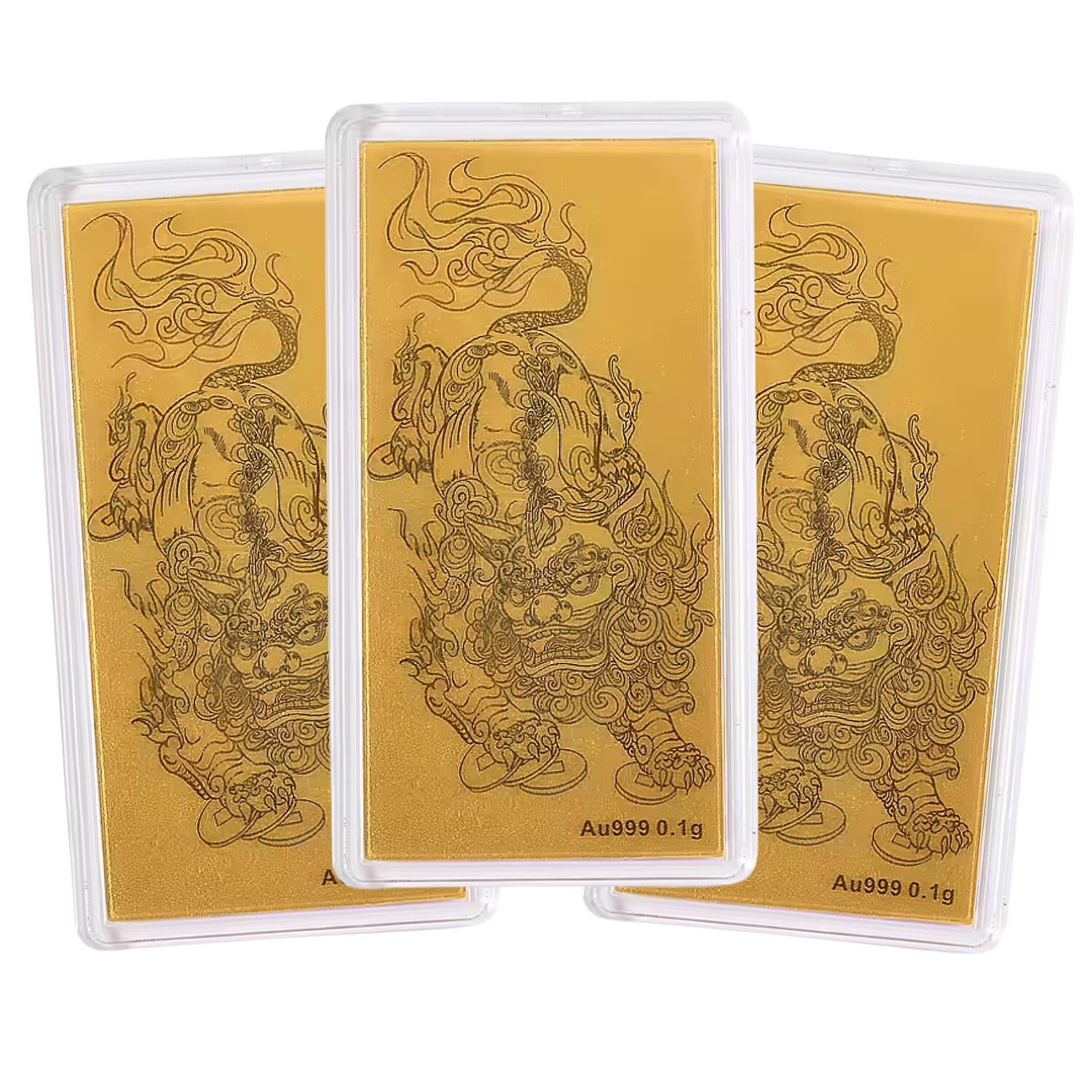 Set of 3 - 24K Yellow Gold Pixiu Pattern Foils