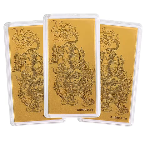 Set of 3 - 24K Yellow Gold Pixiu Pattern Foils