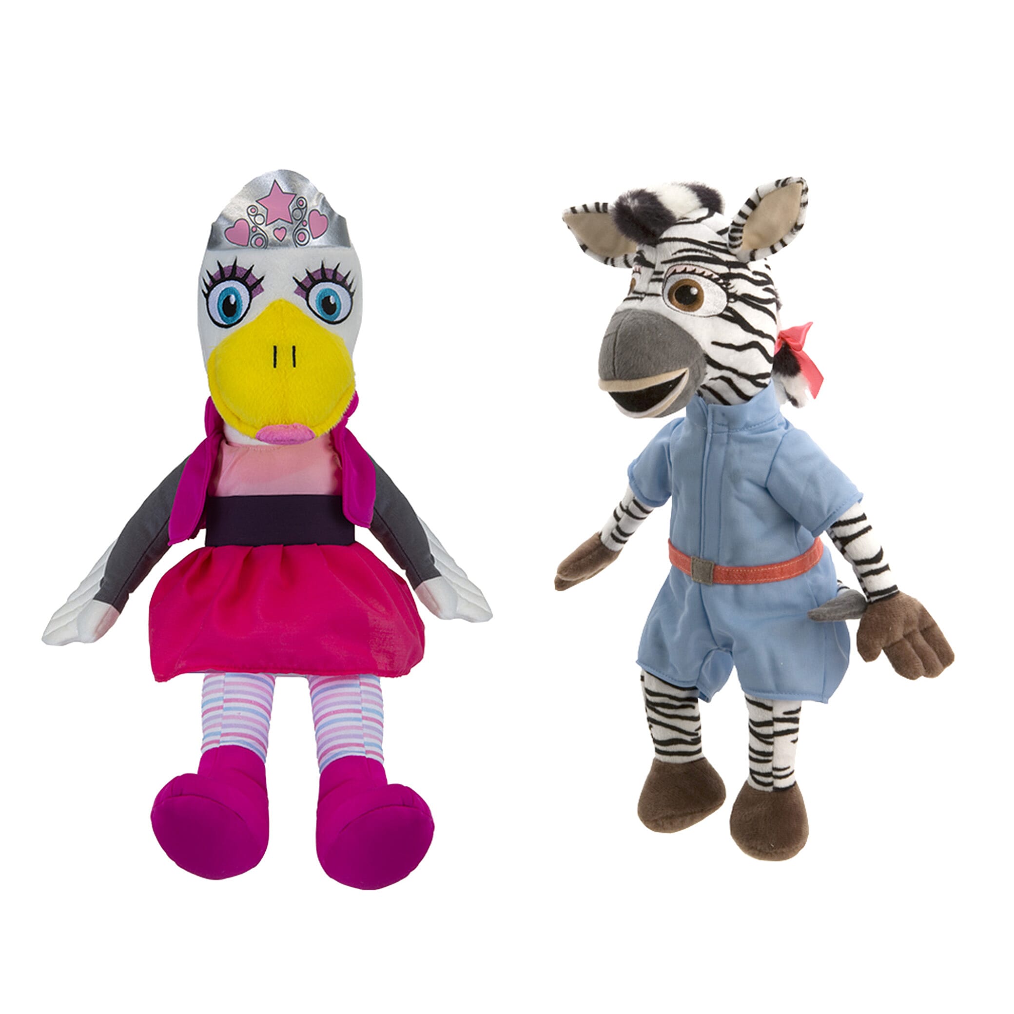The Croc Crew Florance the Ostrich and Zena the Zebra, 18inch Soft Toys