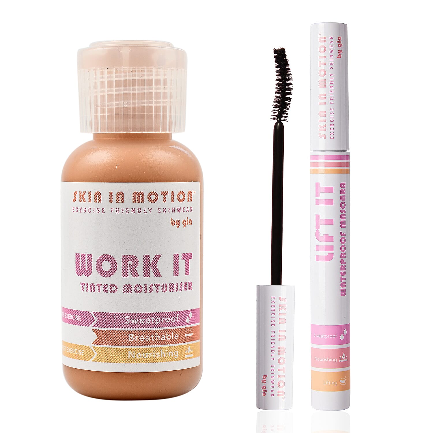 Skin in Motion Cosmetic Complexion Set (Tinted Moisturiser and Sweatproof Concealer) and Lift It Waterproof Mascara