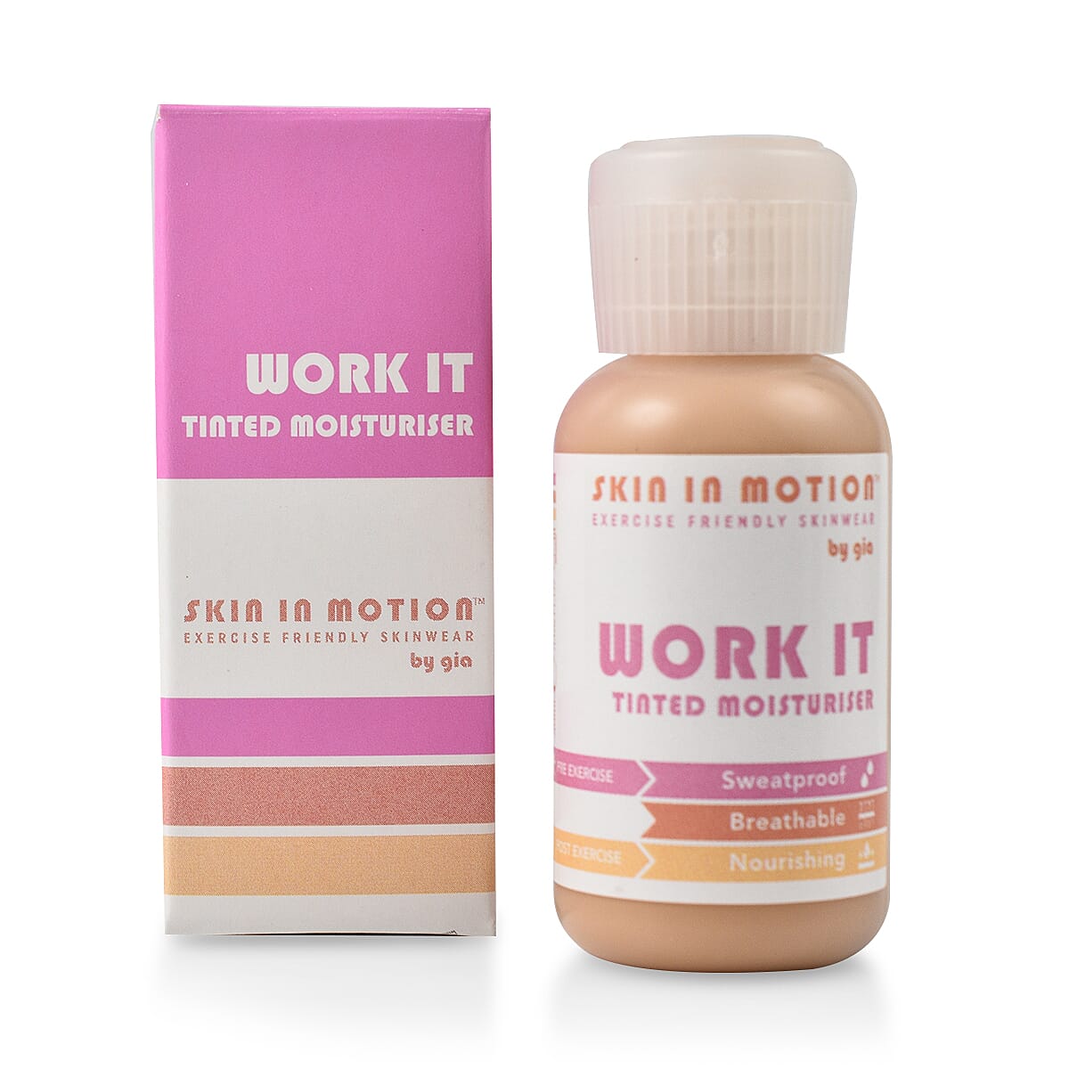 Skin In Motion- Tinted Moisturiser Shade 3 with Rock & Roll Beauty Tool and Lift It Waterproof Mascara