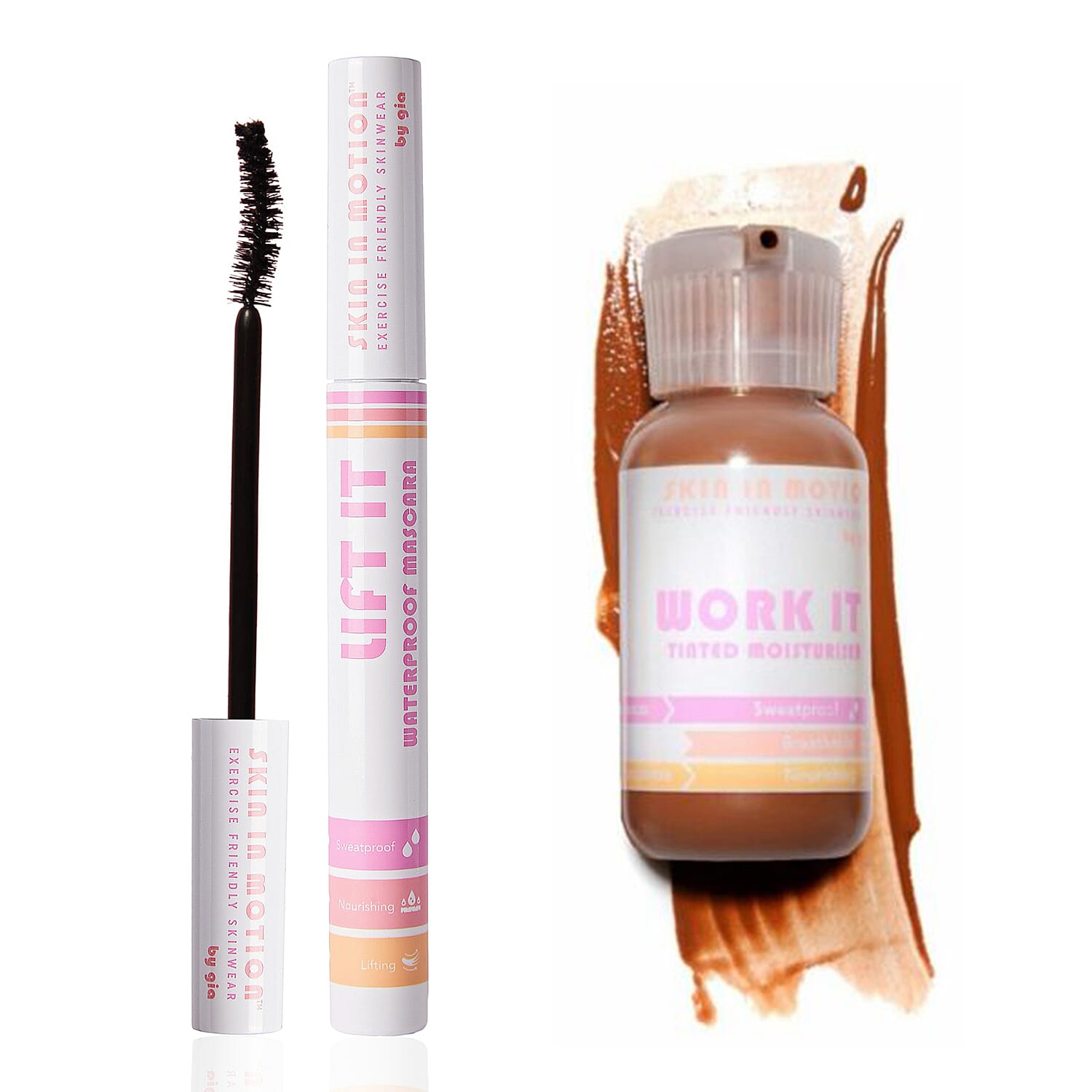 Skin In Motion Work It Tinted Moisturiser Shade 4 and Lift It Waterproof Mascara