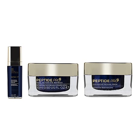 Doctor’s Formula Age Reset Regime - Peptide Pro8 - Overnight Revival Mask  50ml, Dual Action Eye Refresh - 15ml and Rewind and Recharge Serum