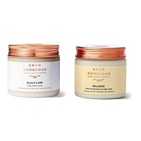 Grow Gorgeous Reset Ritual - Scalp Care Scalp Detox Scrub and Balance Shine-Enhancing Overnight Mask 200ml each