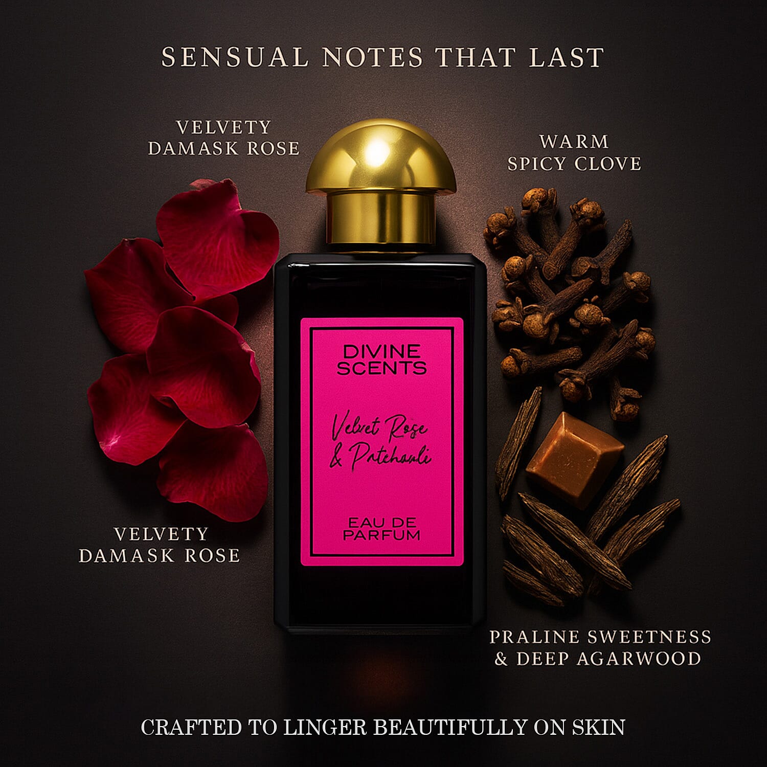 Divine Scents Trio - Laurelle Velvet Rose & Patchouli EDP, Peony Mist & Soft Amber EDP, Blackberry & Bay Leaf EDP 100 ml each