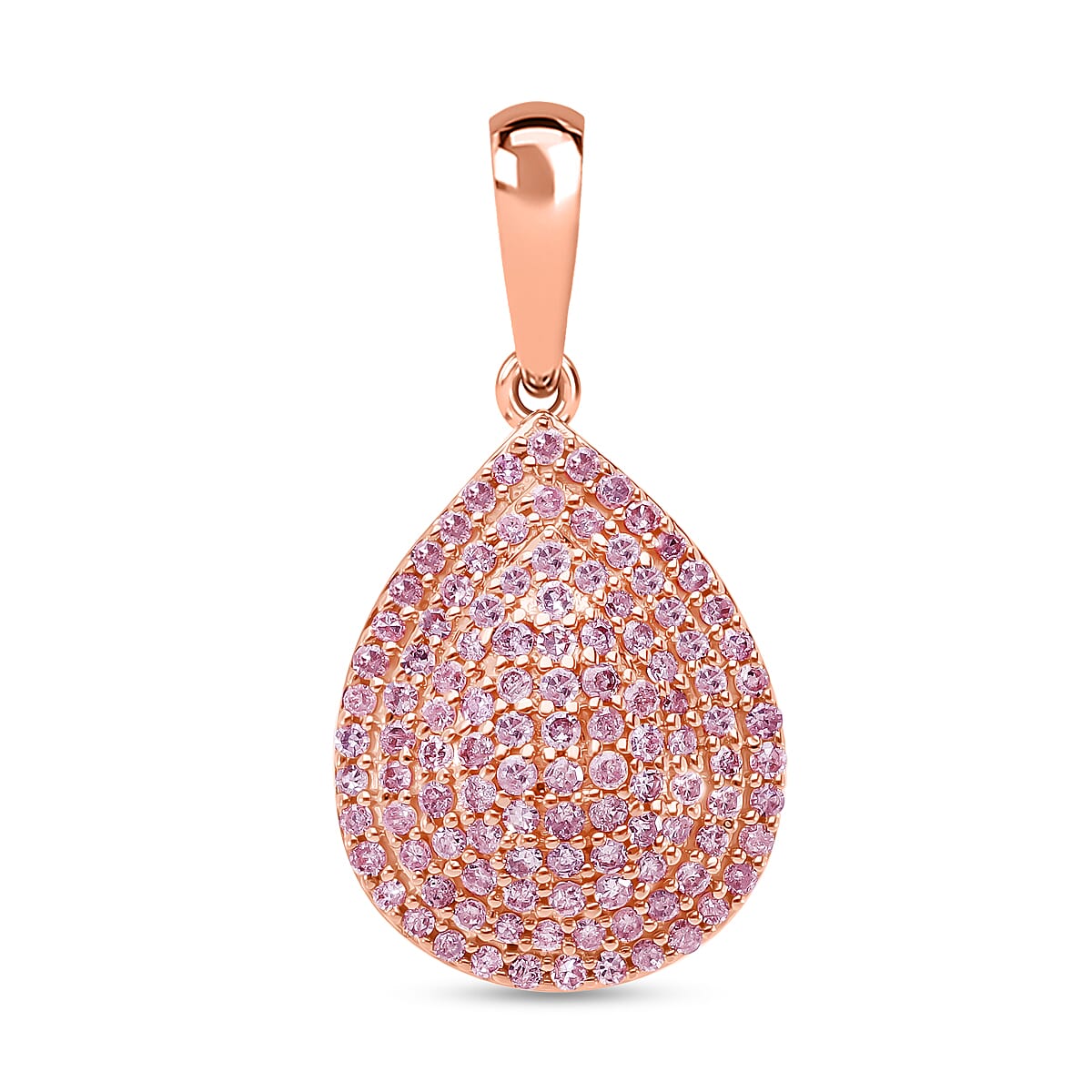 9K Rose Gold Natural SGL Certified Pink Diamond Pear pendant with 9K Rose Gold Chain 0.50ct