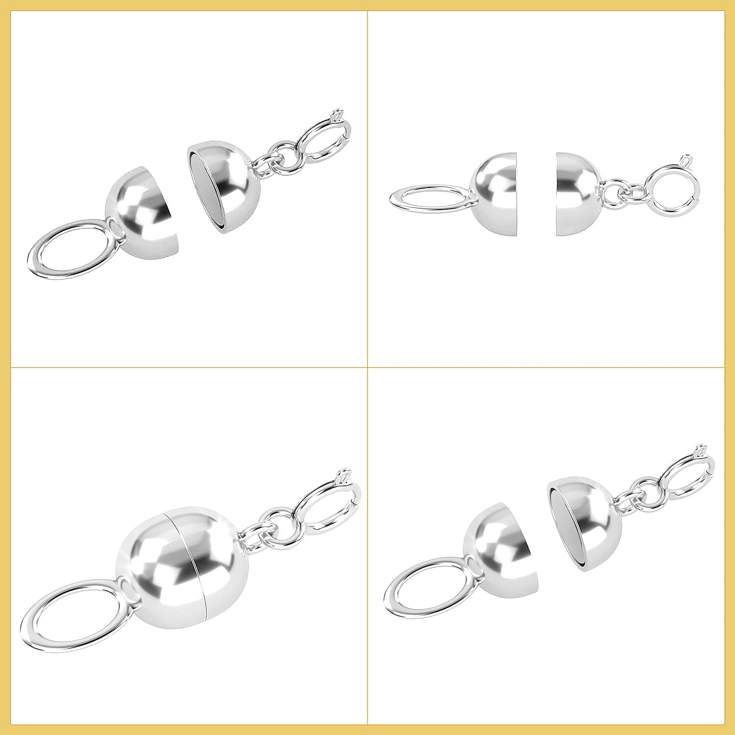 Set of 2 - Magnetic Lock Clasp in 9K White Gold