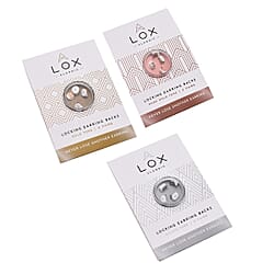 Connoisseurs LOX Secure Earring Backs Set of 10 Pcs Push Set in Silver, Gold & Rose Gold Tone