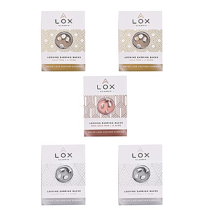 Connoisseurs LOX Secure Earring Backs Set of 10 Pcs Push Set in Silver, Gold & Rose Gold Tone