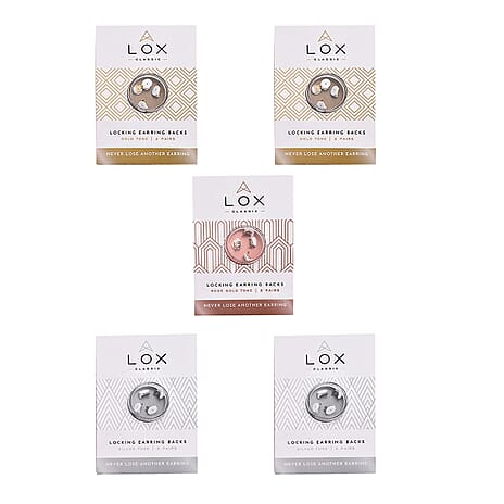 Connoisseurs LOX Secure Earring Backs Set of 10 Pcs Push Set in Silver, Gold & Rose Gold Tone