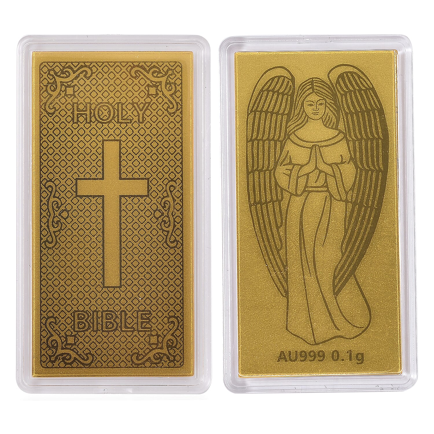 Set of 2 - 24K Yellow Gold Bible & Angel Pattern Foils