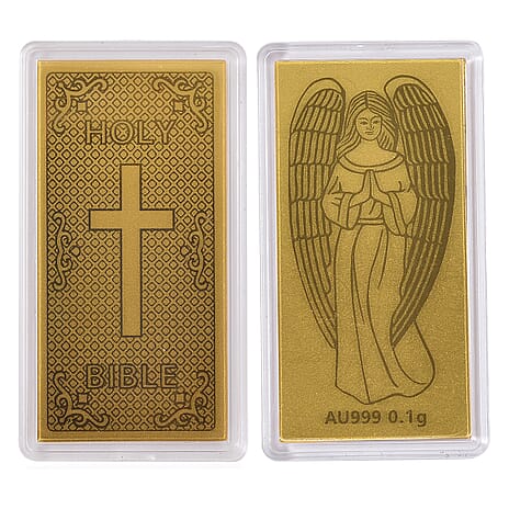 Set of 2 - 24K Yellow Gold Bible & Angel Pattern Foils