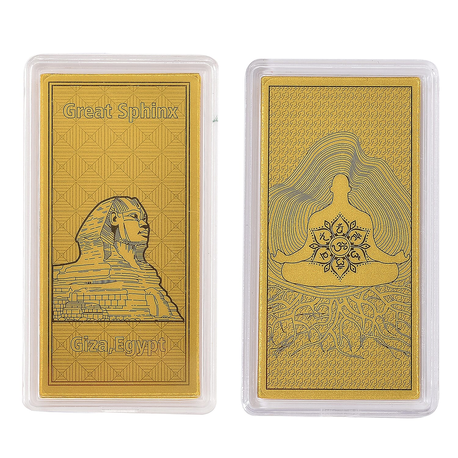 Set of 2 - 24K Yellow Gold Elephant & Chakras Pattern Foils