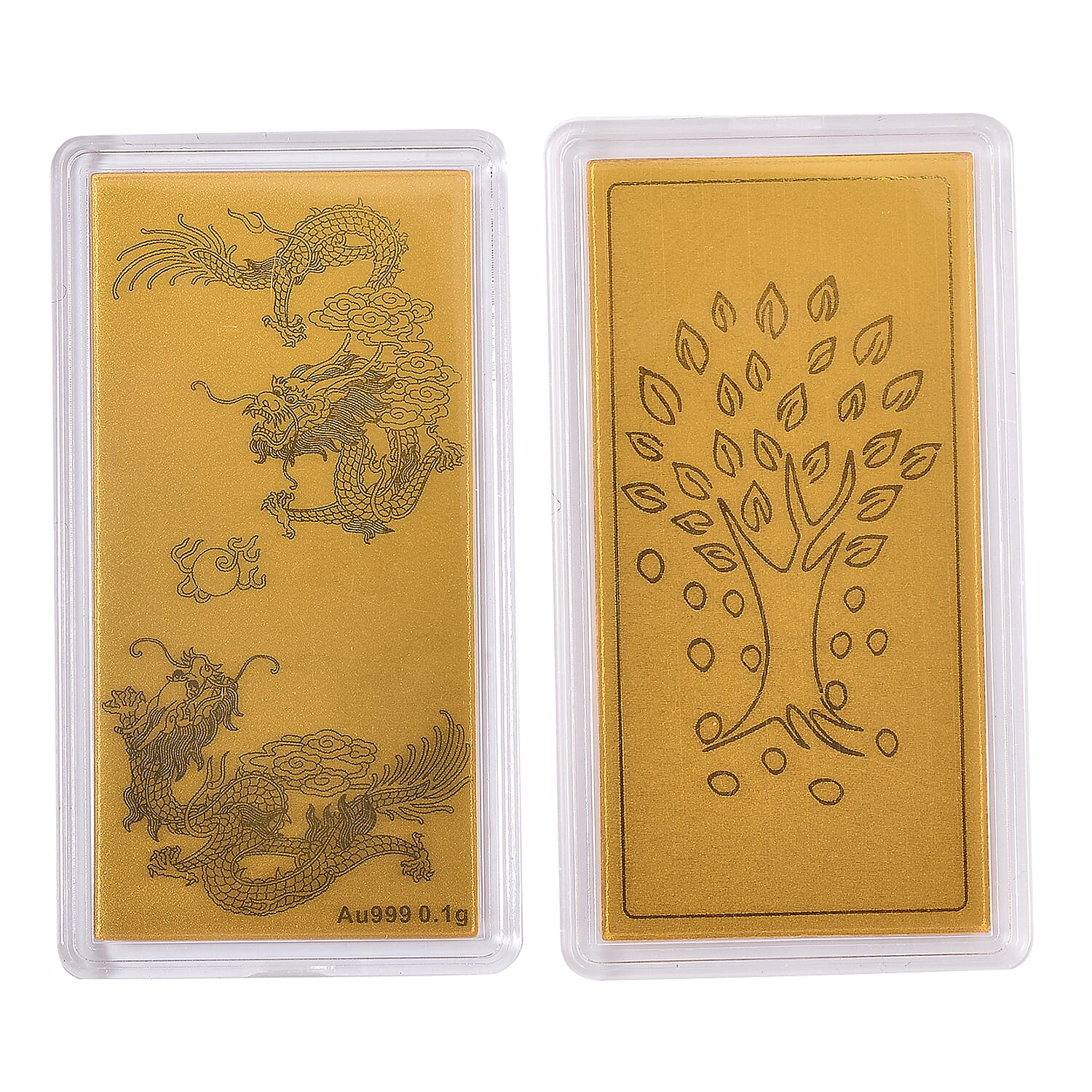 Set of 2 - 24K Yellow Gold Dragon & Tree of Life Pattern Foils