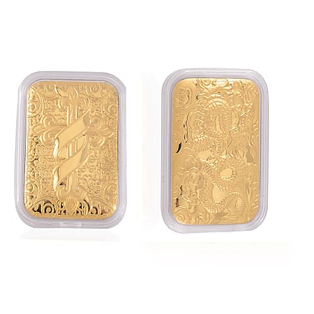 Set of 2 - 24K Yellow Gold Dragon and Cross  Collectables