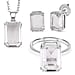 Austrian Crystal Set - Solitaire Adjustable Ring, Pendant with Chain