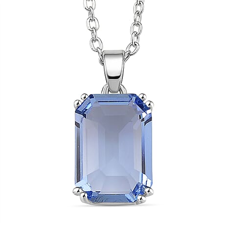 Austrian Blue Crystal Set - Solitaire Adjustable Ring, Pendant with Chain (Size 20-2 Ext) with Lobster Clasp and Earring in Silver Tone