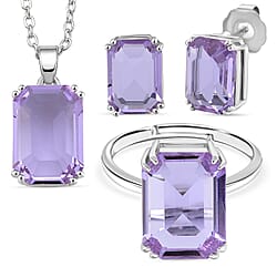 Austrian Crystal Set - Solitaire Adjustable Ring, Earrings, and Pendant with Chain