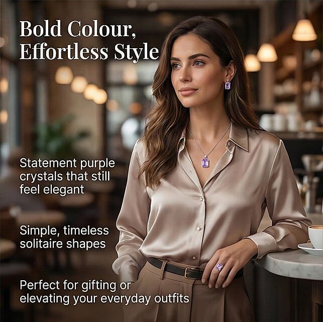 Austrian Crystal Set - Solitaire Adjustable Ring, Earrings, & Pendant with Chain