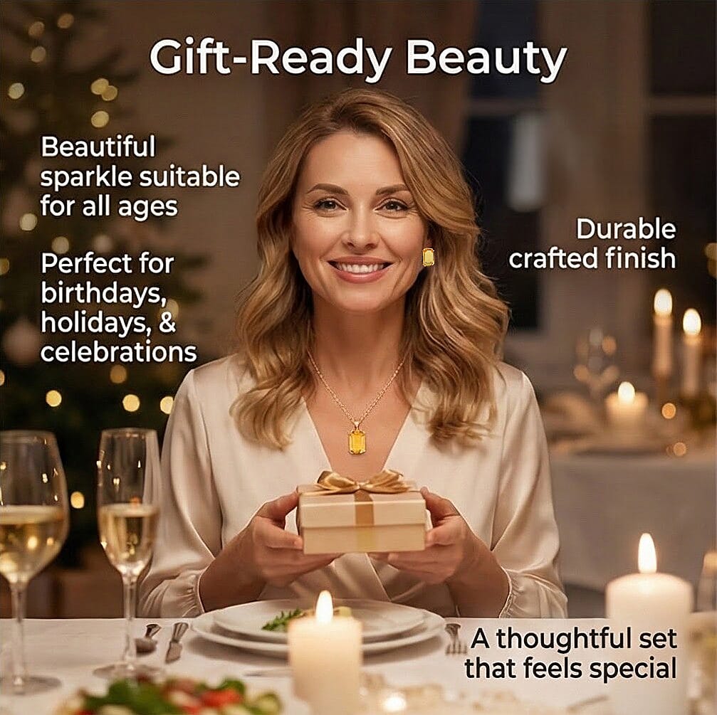 Austrian Crystal Set - Solitaire Adjustable Ring, Earrings, & Pendant with Chain