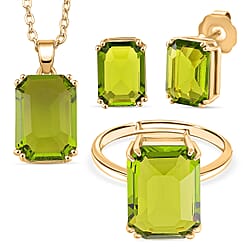 Austrian Crystal Set - Solitaire Adjustable Ring, Earrings, and Pendant with Chain