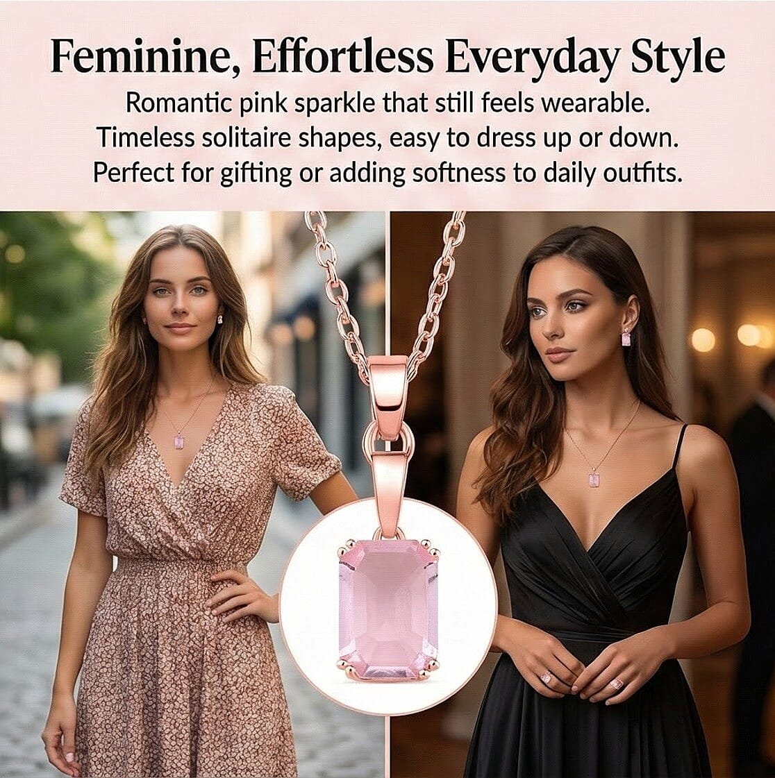 Austrian Crystal Set - Solitaire Adjustable Ring, Earrings, & Pendant with Chain