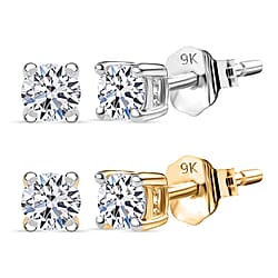 LUXURIANT 0.25 Ct. Lab Grown Diamond Solitaire Stud Earrings in 9K White Gold, SGL Certified