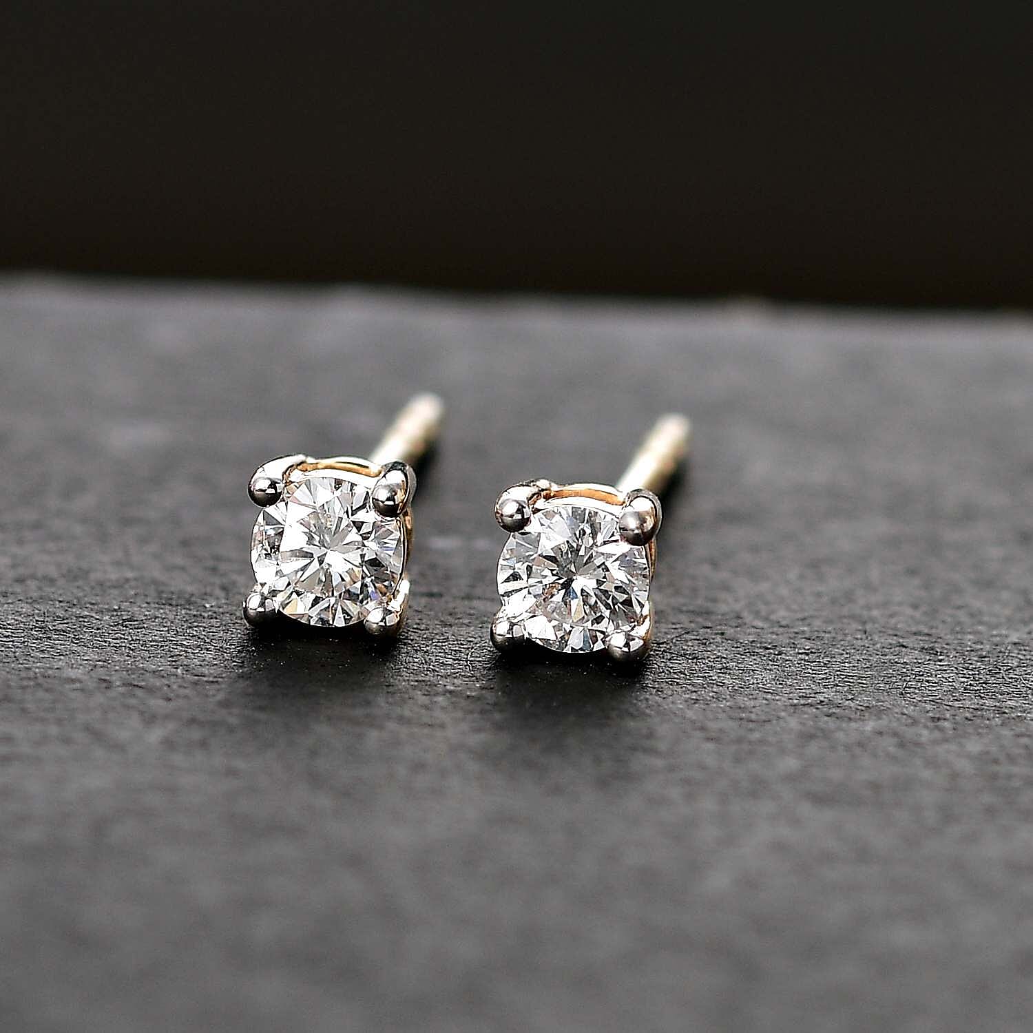 Set of 2 - LUXURIANT 0.25 Ct. Lab Grown Diamond Solitaire Stud Earrings in 9K White Gold & Yellow Gold, SGL Certified