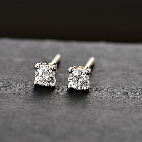 Set of 2 - LUXURIANT 0.25 Ct. Lab Grown Diamond Solitaire Stud Earrings in 9K White Gold & Yellow Gold, SGL Certified