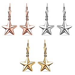 Star Lever Back Earrings in Sterling Silver with 18K Vermeil Yellow Gold