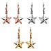 Set of 3 - Star Lever Back Earrings in Sterling Silver with 18K Vermeil Yellow Gold, Platinum & 18K Vermeil Rose Gold Platings