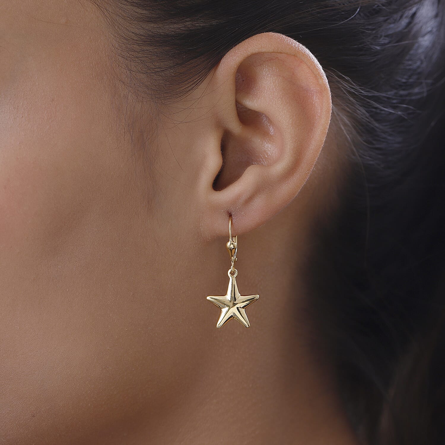Set of 3 - Star Lever Back Earrings in Sterling Silver with 18K Vermeil Yellow Gold, Platinum & 18K Vermeil Rose Gold Platings