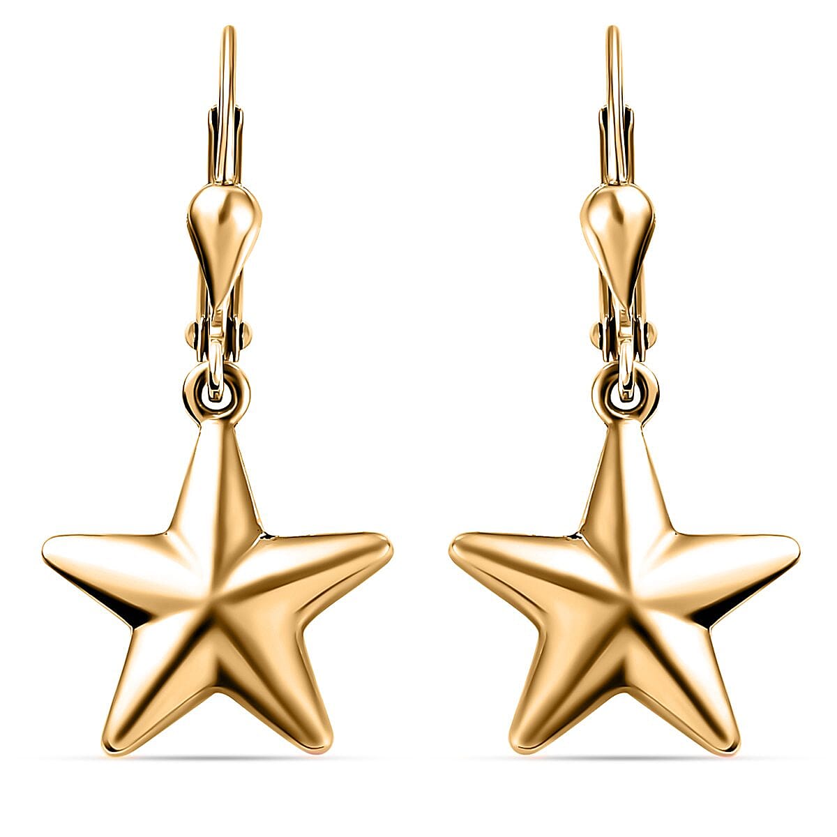 Set of 3 - Star Lever Back Earrings in Sterling Silver with 18K Vermeil Yellow Gold, Platinum & 18K Vermeil Rose Gold Platings