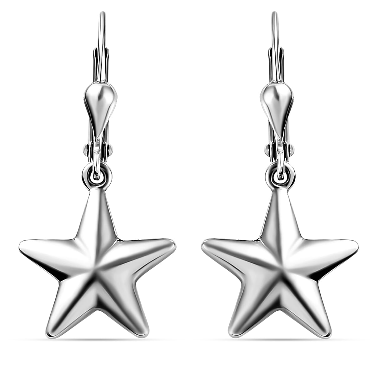 Set of 3 - Star Lever Back Earrings in Sterling Silver with 18K Vermeil Yellow Gold, Platinum & 18K Vermeil Rose Gold Platings