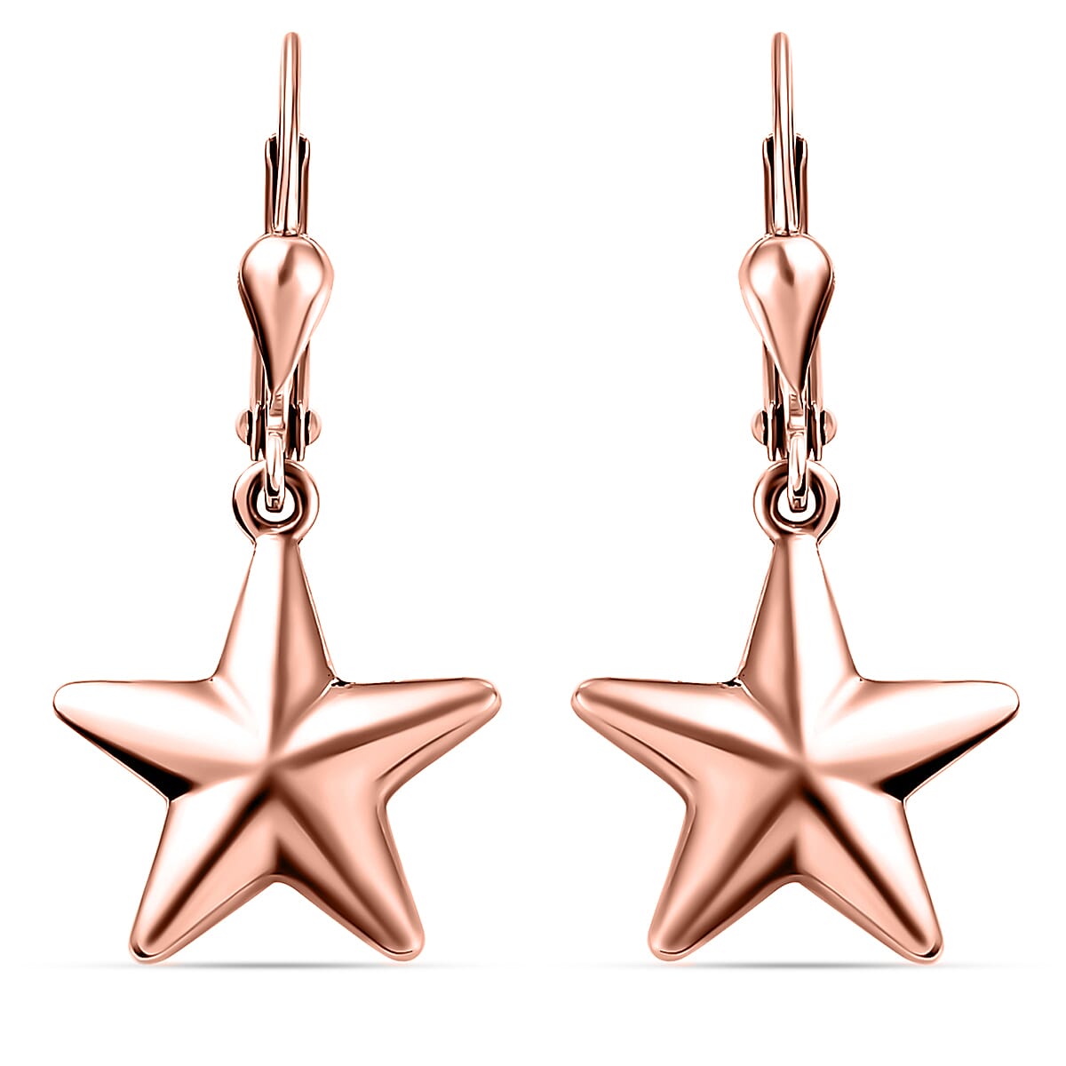 Set of 3 - Star Lever Back Earrings in Sterling Silver with 18K Vermeil Yellow Gold, Platinum & 18K Vermeil Rose Gold Platings