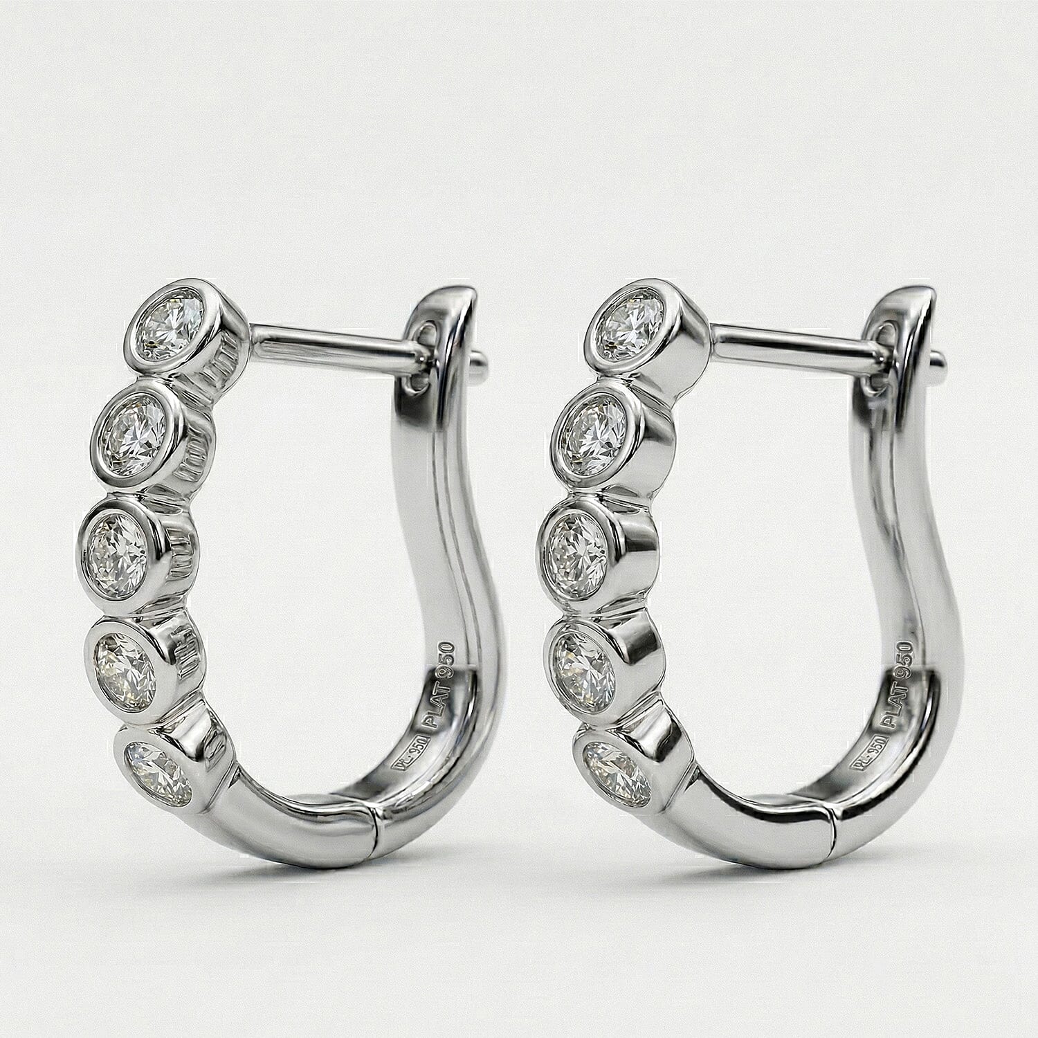 Set of 2 - Diamond Earrings with Clasp in Platinum & 18K Yellow Gold Vermeil Overlays Sterling Silver
