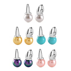Set of 5 - Shell Pearl Hoop Earrings (Incl. White, Peacock, Pink, Golden and Sleeping Beauty Turquoise Colours) 40.00 Ct. each