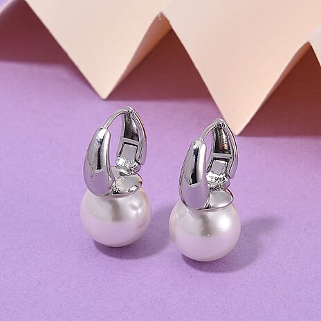 Set of 5 - Shell Pearl Hoop Earrings in White, Peacock, Pink, Golden & Sleeping Beauty Turquoise Colours 40.00 Ct. each